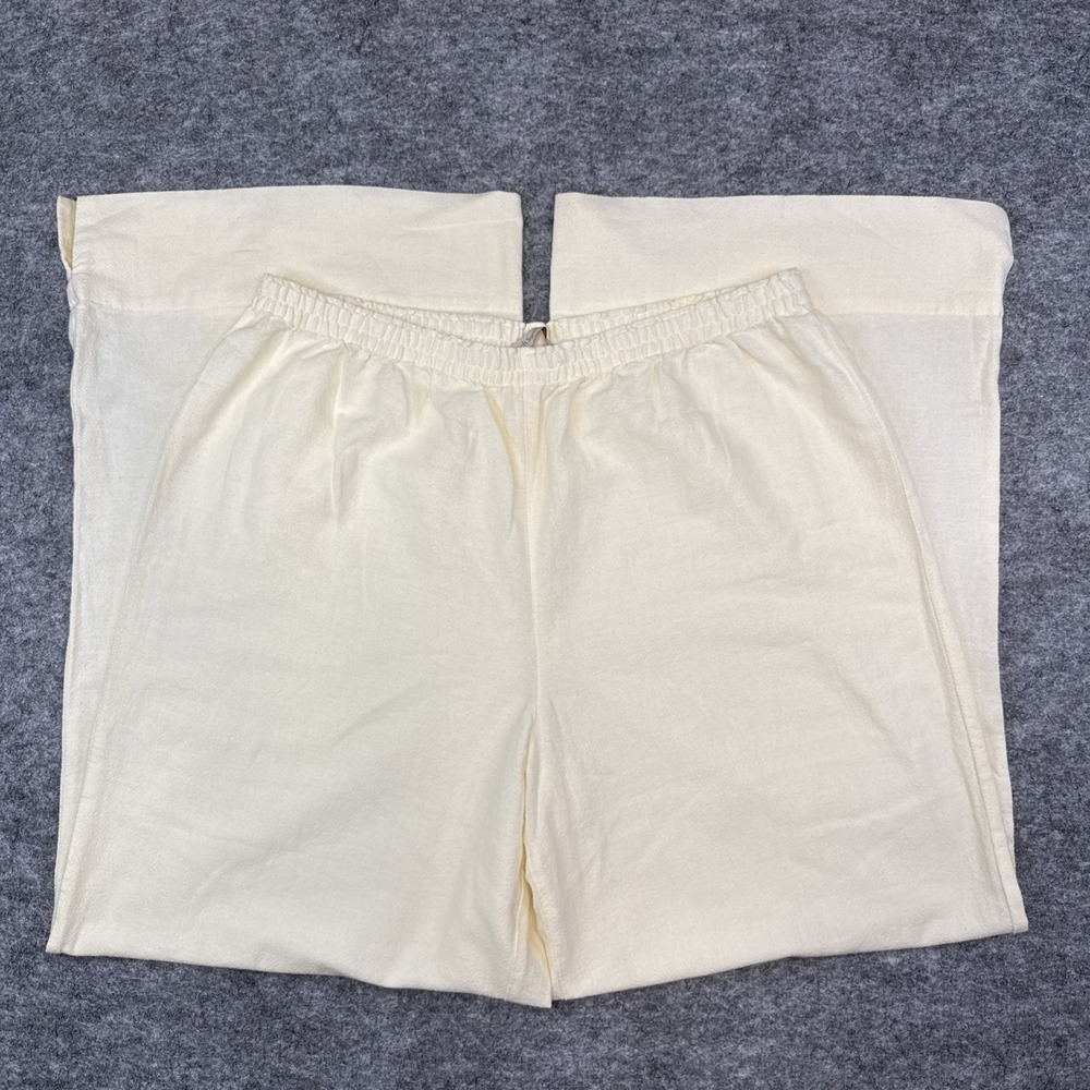Soft Surroundings pants womens large butter yellow wide leg beach coastal resort
